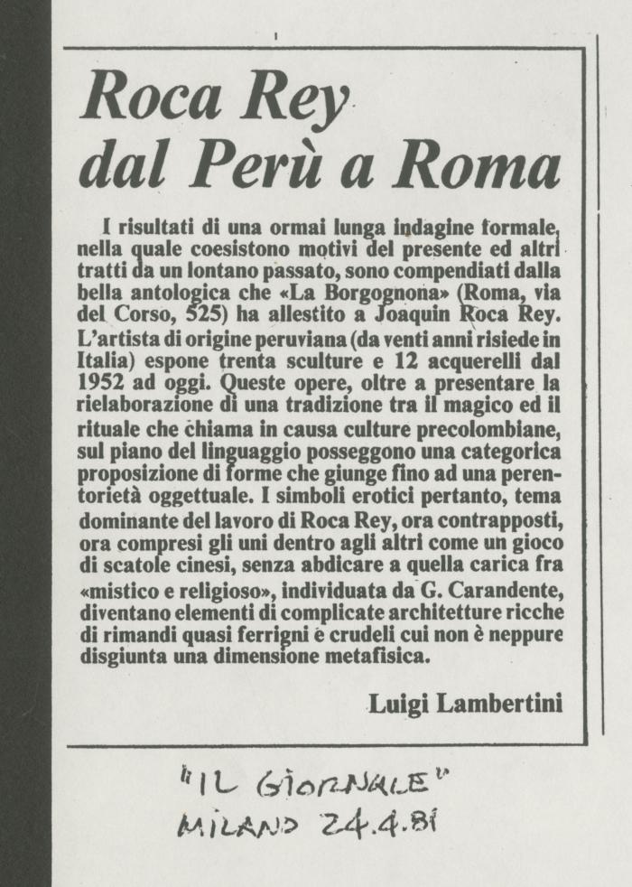 "Roca Rey dal Perù a Roma"