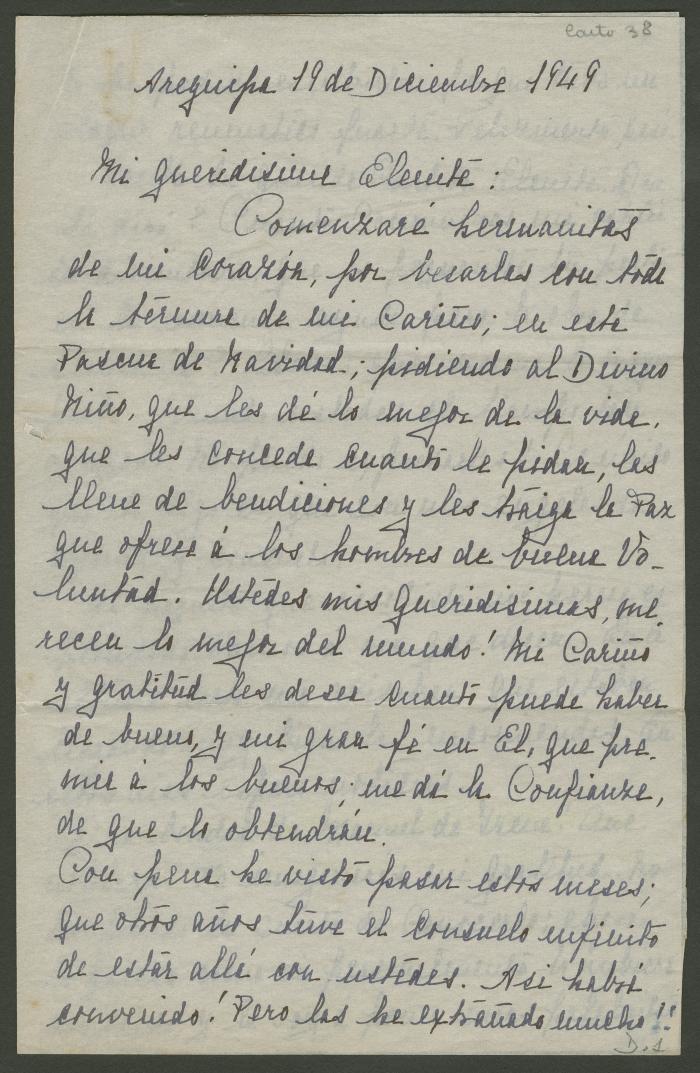 Carta a Elena y Victoria de Tula Montesinos de Ugarteche