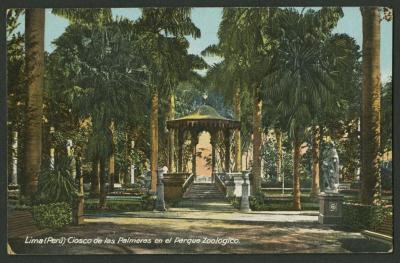 "Lima (Perú) Ciosco de las Palmeras en el Parque Zoológico"