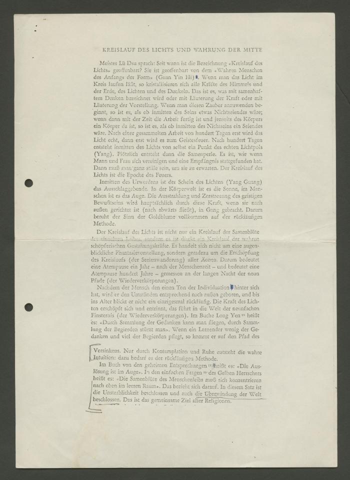 Kreislauf des Lichts und Wahrung der Mitte (Ciclo de la luz y conservación del centro)