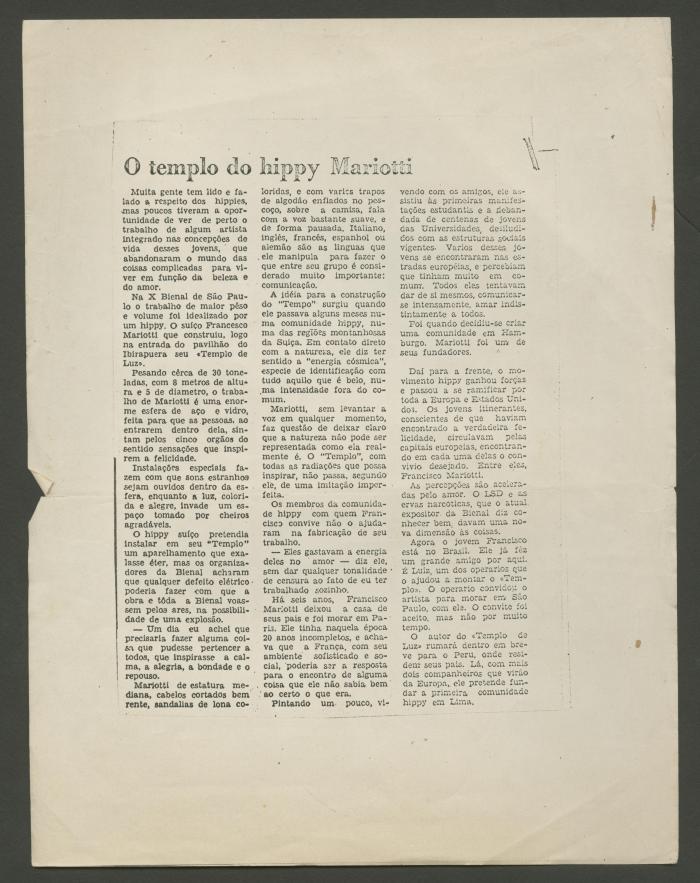 O templo do hippy Mariotti