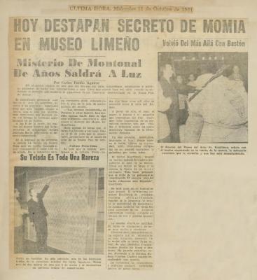"Hoy destapan secreto de momia en museo limeño"