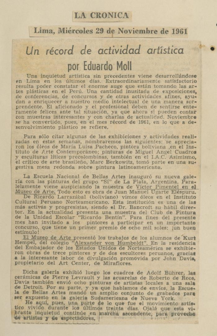 "Un récord de actividad artística"