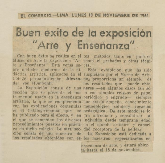 "Buen éxito de la exposición "Arte y Enseñanza""