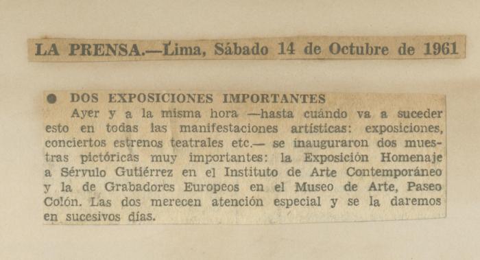 "Dos exposiciones importantes"
