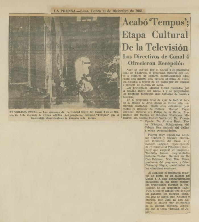 "Acabó "Tempus"; etapa cultural de la televisión"