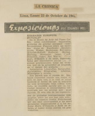 "Exposiciones. Grabados europeos actuales"
