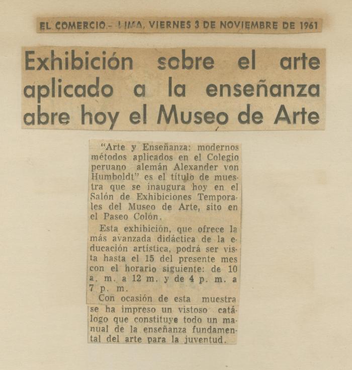"Exhibición sobre el arte aplicado a la enseñanza abre hoy el Museo de Arte"
