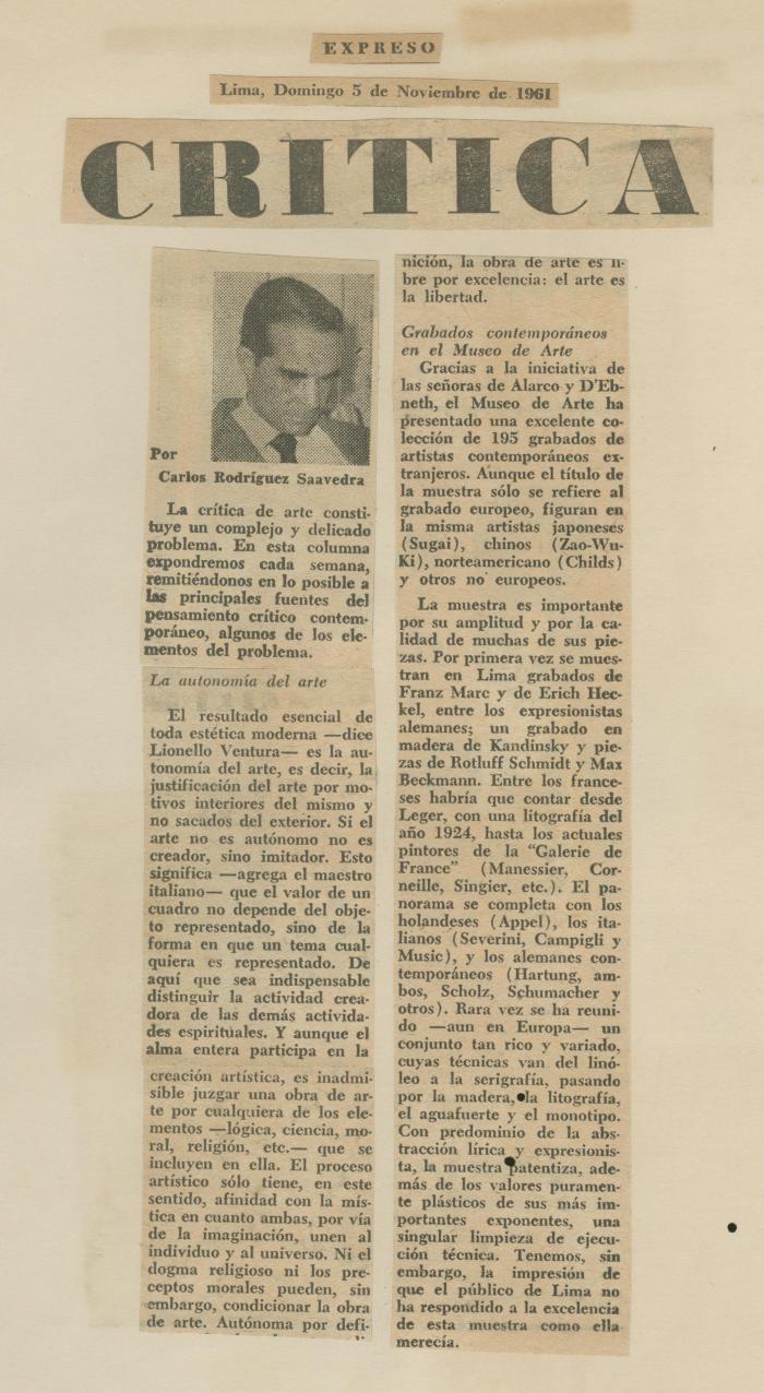 "Crítica: Grabados contemporáneos en el Museo de Arte"