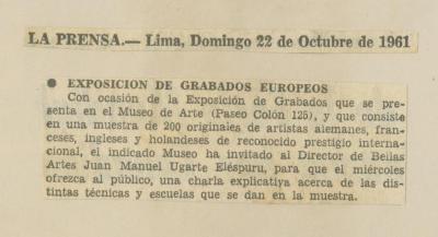 "Exposición de grabados europeos"