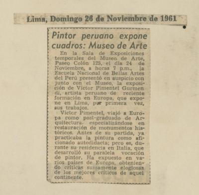 "Pintor peruano expone cuadros: Museo de Arte"
