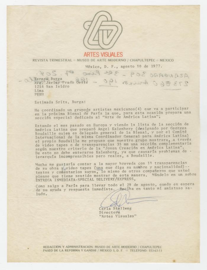 Carta de Carla Stellweg