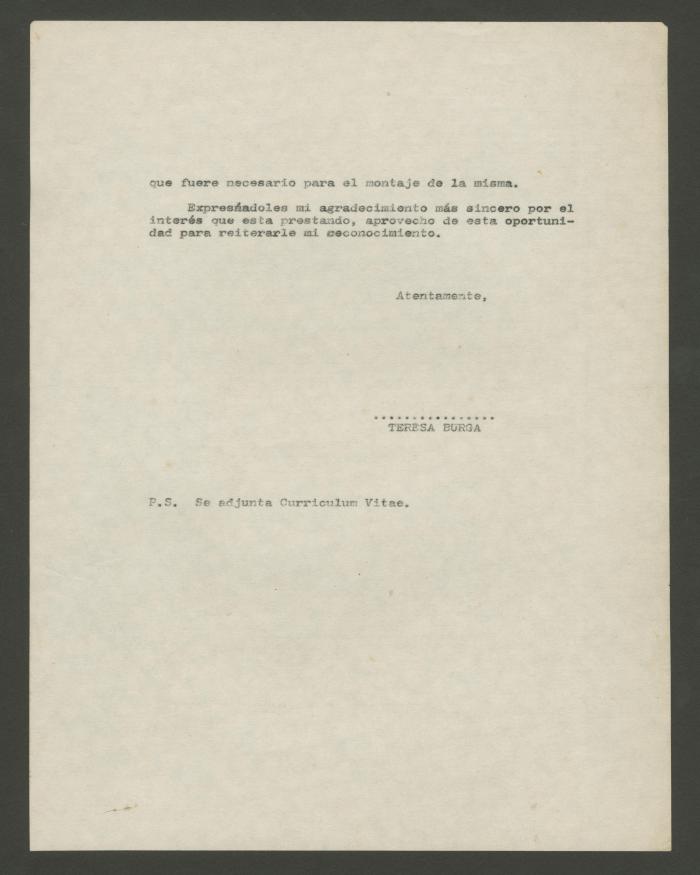 Carta incompleta de Teresa
