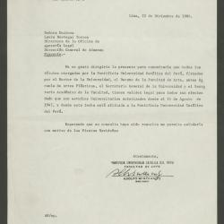 Carta de Adolfo Winternitz a Laura Reátegui Torres