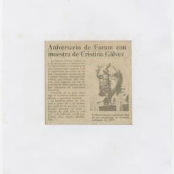 "Aniversario de Forum con muestra de Cristina Gálvez"
