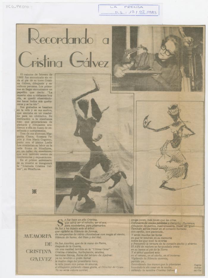 "Recordando a Cristina Gálvez"
