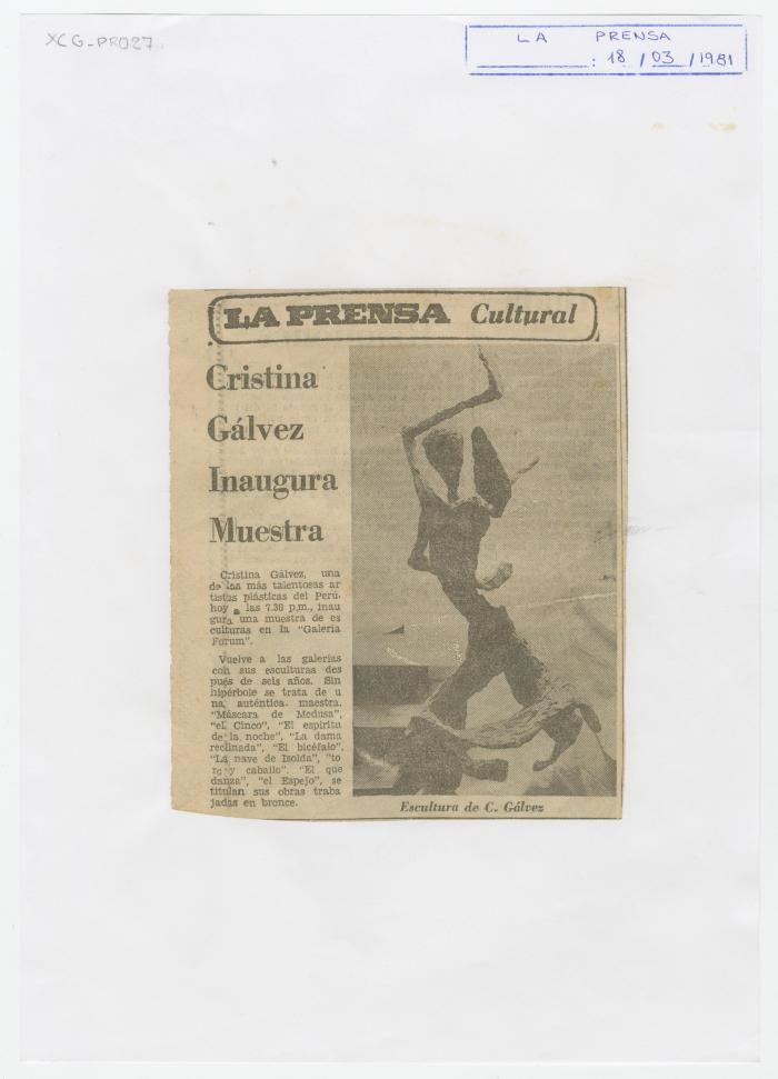 "Cristina Gálvez Inaugura Muestra"
