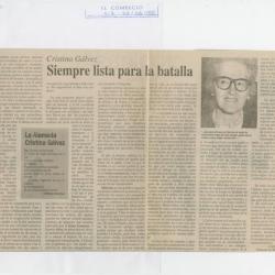 "Cristina Gálvez. Siempre lista para la batalla"
