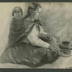 "El hogar" (Mujer e hijo sostenido en la lliclla)