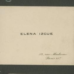 Tarjeta de presentación de Elena Izcue