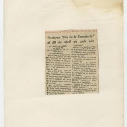 Trabajo en aduanas. ""Declaran 'Día de la Secretaria' el 26 de abril de cada año""