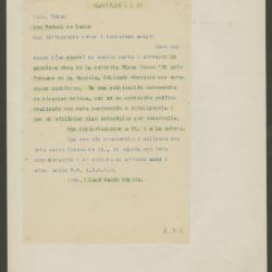 Carta de José Ramón Mélida a Rafael Larco Herrera