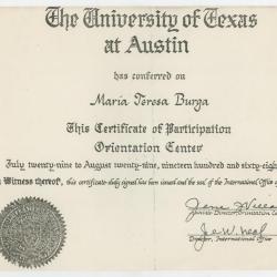 Certificado de participación en el Centro de Orientación