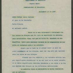 Carta del Departamento de educación del Commonwealth of Massachusetts a Rafael Larco Herrera