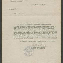 Oficio N° 35 del Ministerio de Fomento y Obras Públicas a Elena y Victoria Izcue