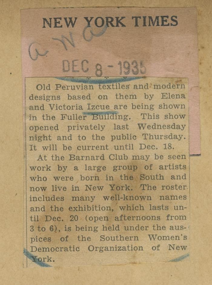 "Exhibición de Elena y Victoria Izcue"