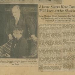 "2 Izcue Sisters Here Tomorrow with Inca Art for Show in Week"