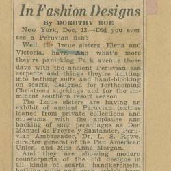 "Ancient Inca Lore Lives Once More in Fashion Designs"