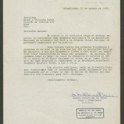 Carta de Isabel Benavides a Elena y Victoria Izcue