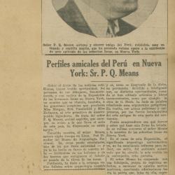 "Perfiles amicales del Perú en Nueva York: Sr. P. Q. Means."