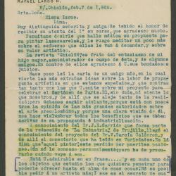 Carta de Rafael Larco Herrera a Elena Izcue