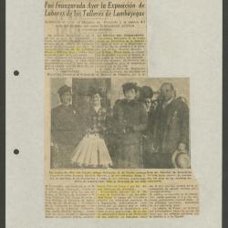 "Inauguración de la exposición-venta de trabajos en paja"