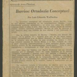 ""Crítica de artes plásticas. Barrios: Ortodoxia Conceptual""