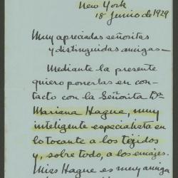 Carta de Philip Ainsworth Means a Elena y Victoria Izcue