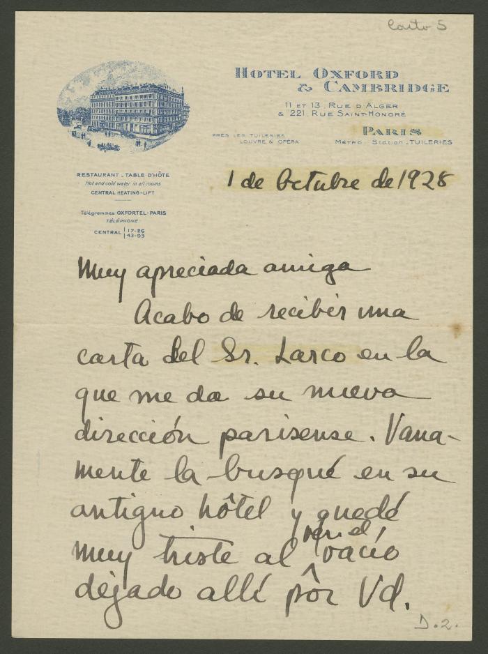 Carta de Philip Ainsworth Means a Elena Izcue