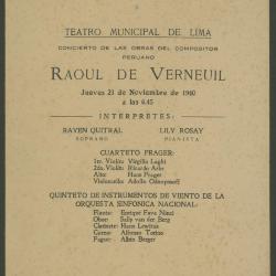 "Concierto de las obras del compositor peruano Raoul de Verneuil"