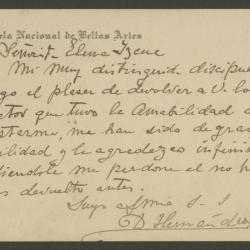 Tarjetas de Daniel Hernández a Elena Izcue