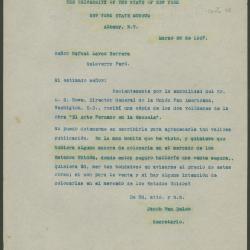 Carta de Jacob Van Deloo a Rafael Larco Herrera