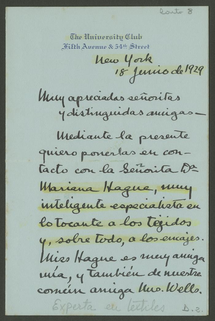 Carta de Philip Ainsworth Means a Elena y Victoria Izcue