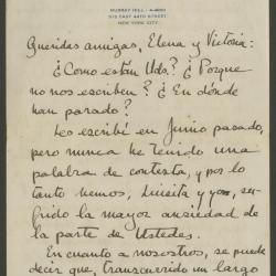 Carta de Philip Ainsworth Means a Elena y Victoria Izcue