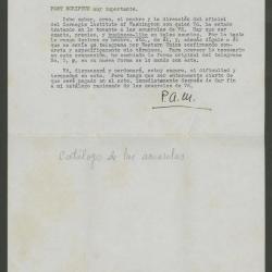 Carta de Philip Ainsworth Means a Elena Izcue