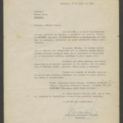 Carta de José Luis Bustamante, embajador del Perú en Chile