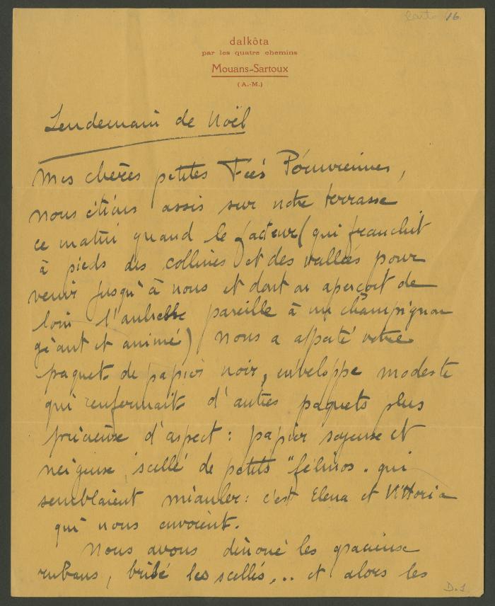 Carta de Andrée Karpelès a Elena y Victoria Izcue