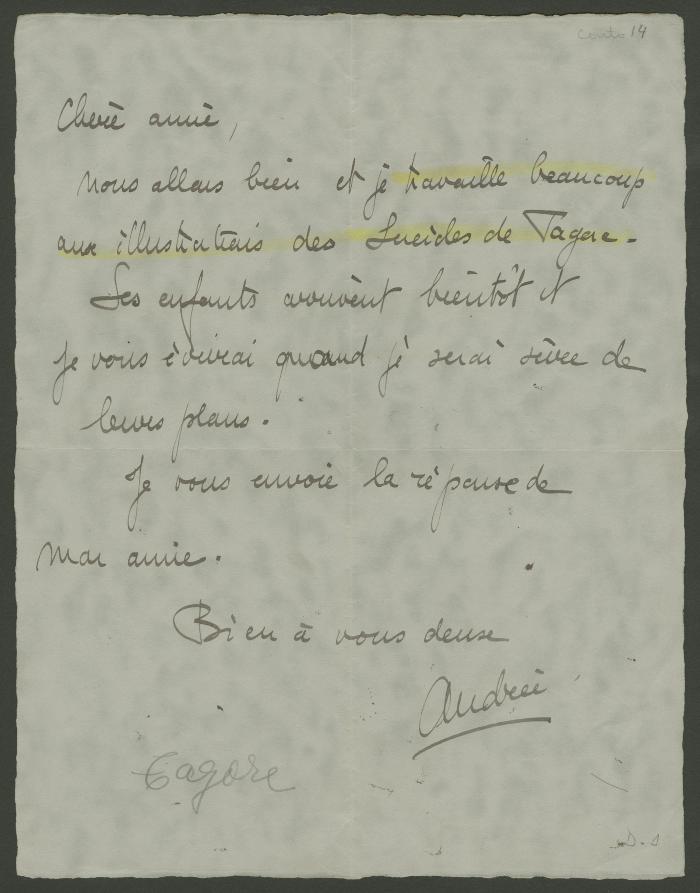 Carta de Andrée Karpelès a Elena y Victoria Izcue