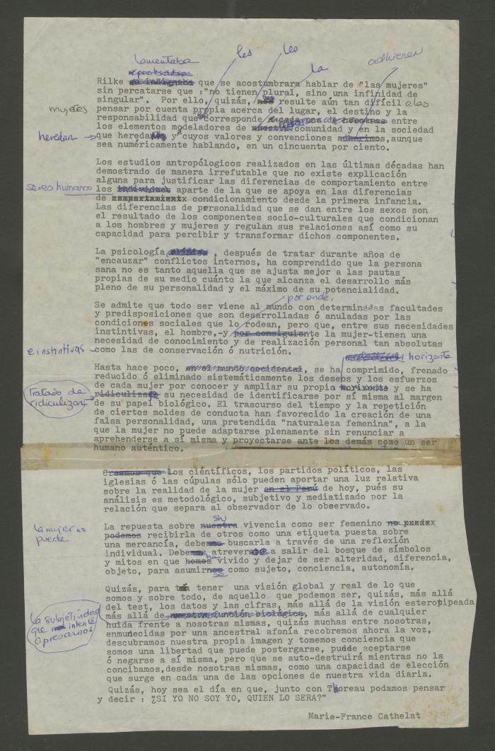 Texto sobre la mujer
