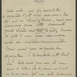 Nota de Andrée Karpelès a Elena y Victoria Izcue 